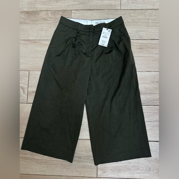 Zara Pants - NWT Zara Dark Green Wide-Leg Pants